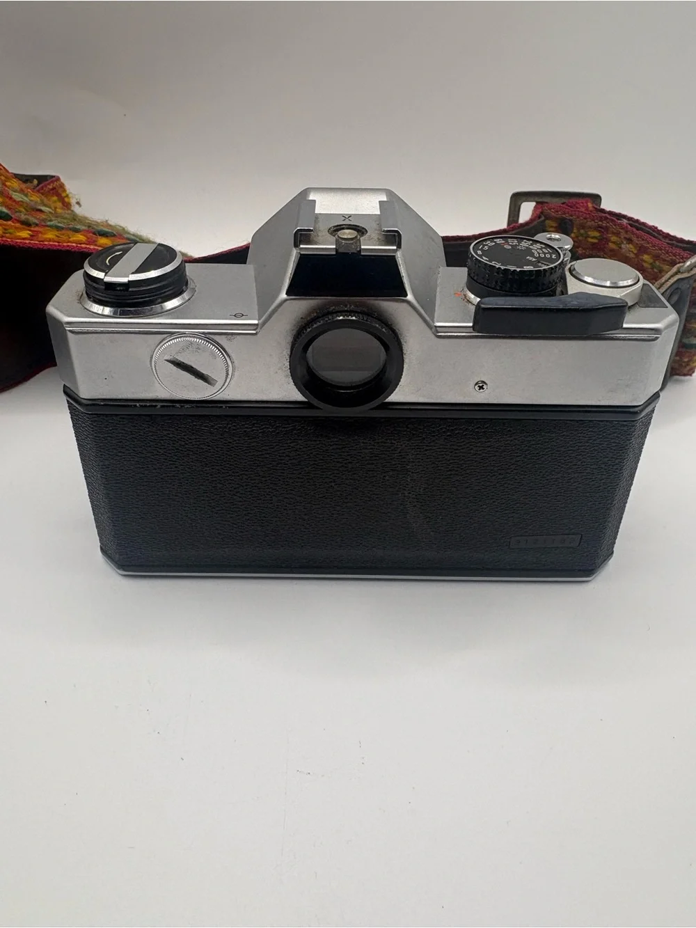 Fujica ST801 Film SLR Camera - Silver & Black with Retro Strap